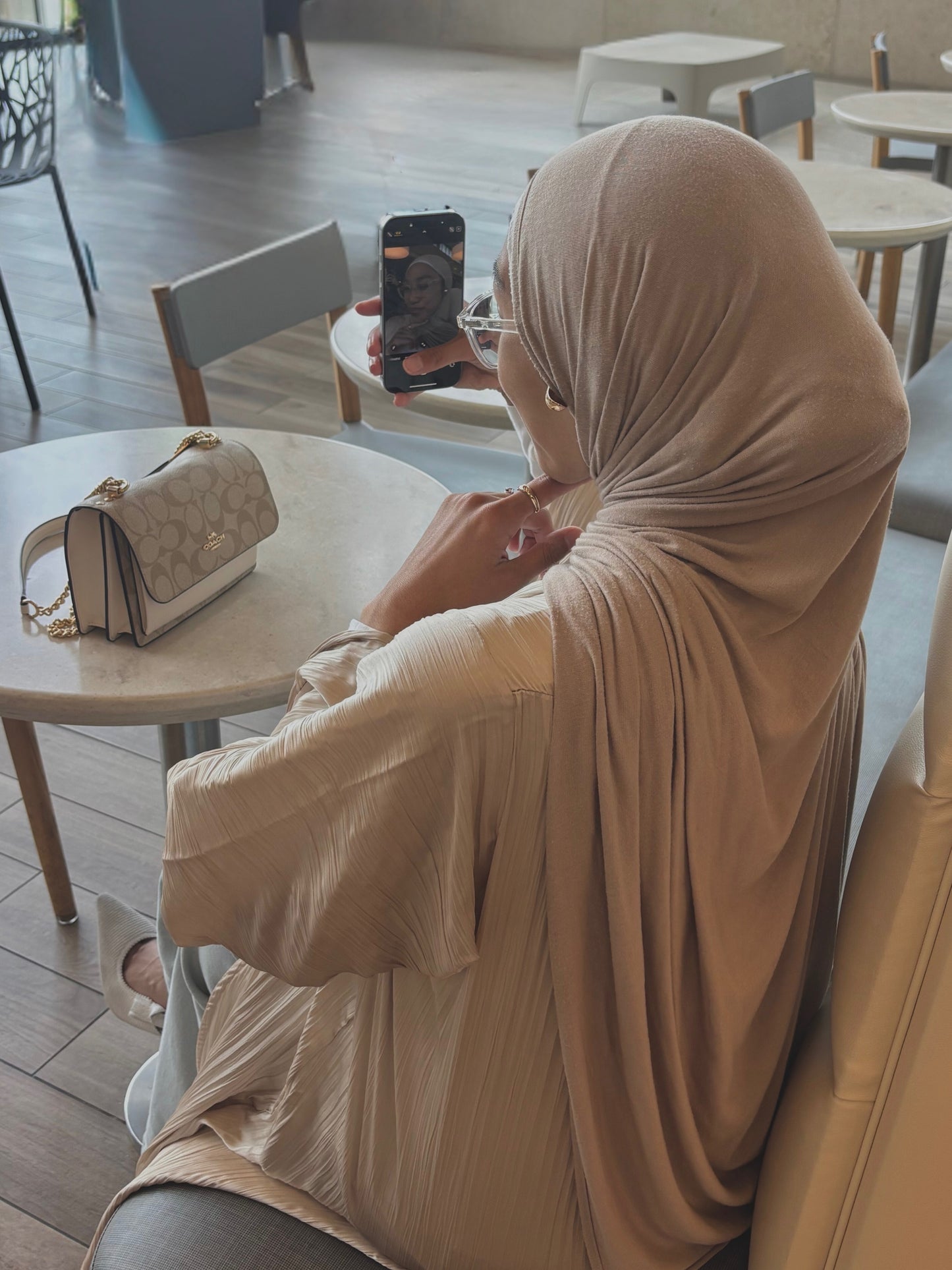 Sahara Beige Crinkle Abaya
