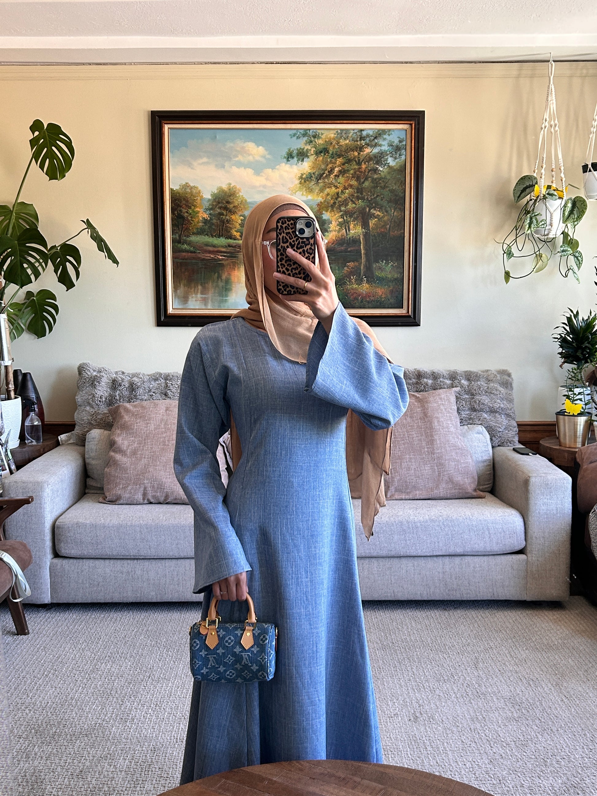 Denim Linen Dress | Abayas with matching sets, hijabs, belts and more Denim Linen Dress | Abayas with matching sets, hijabs, belts and more